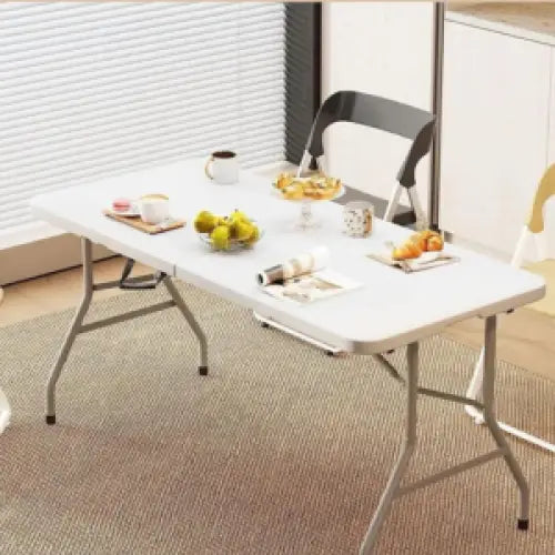 Tavolo Pieghevole Rettangolare 180x75x74 cm in HDPE Tavolo Valigetta Salvaspazio da Giardino Campeggio Picnic Fiera