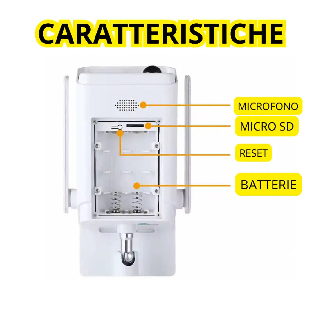 Telecamera WiFi Esterno con Pannello Solare 2MPX Visione Notturna Infrarossi Rilevamento Movimento Audio Bidirezionale