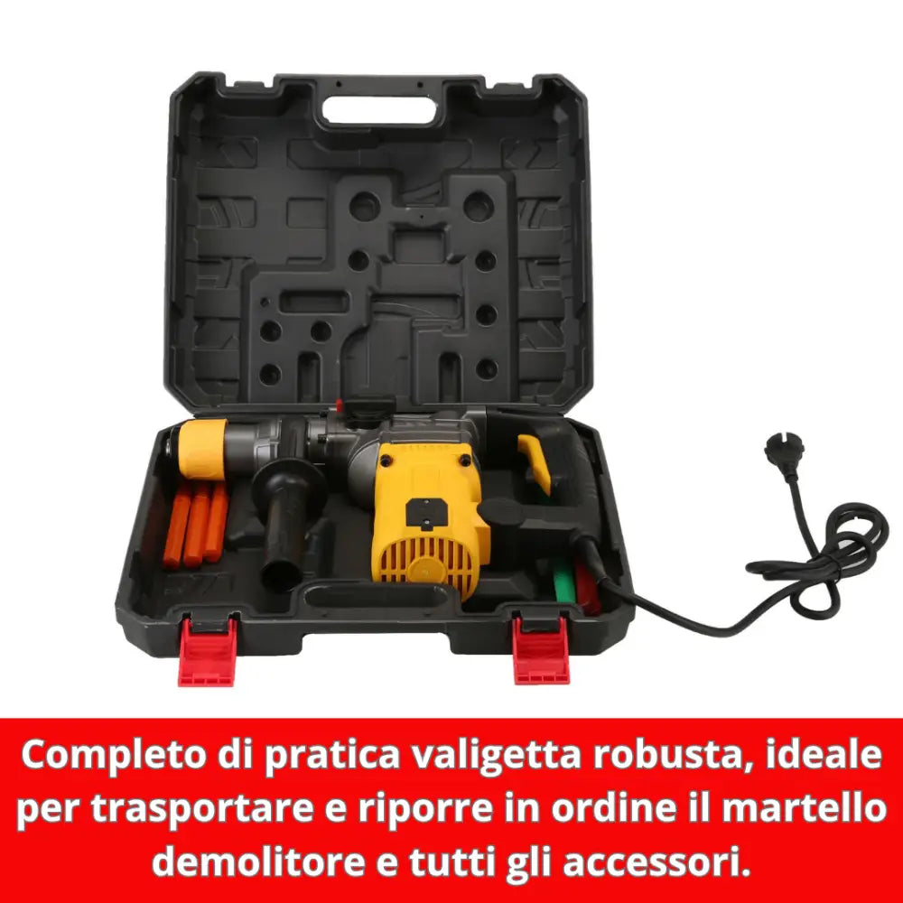 Trapano a Percussione SDS-Plus 2000W 220V SL3204 Martello Demolitore 4 Funzioni con Regolazione Velocità 1-6 Frizione