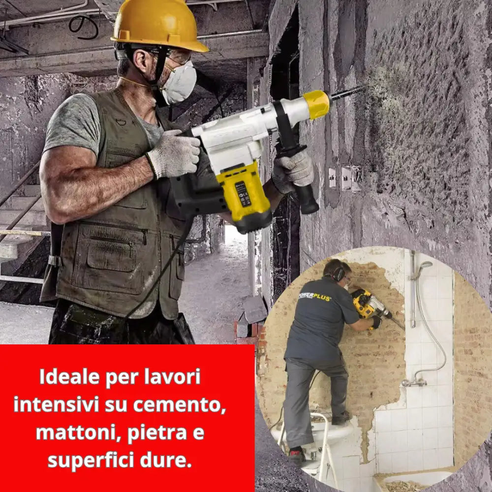 Trapano a Percussione SDS-Plus 2000W 220V SL3204 Martello Demolitore 4 Funzioni con Regolazione Velocità 1-6 Frizione