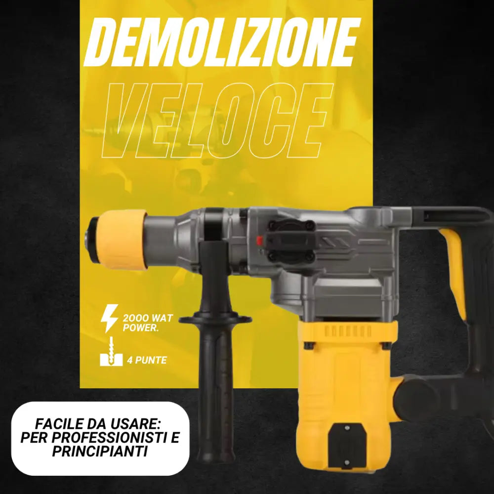 Trapano a Percussione SDS-Plus 2000W 220V SL3204 Martello Demolitore 4 Funzioni con Regolazione Velocità 1-6 Frizione