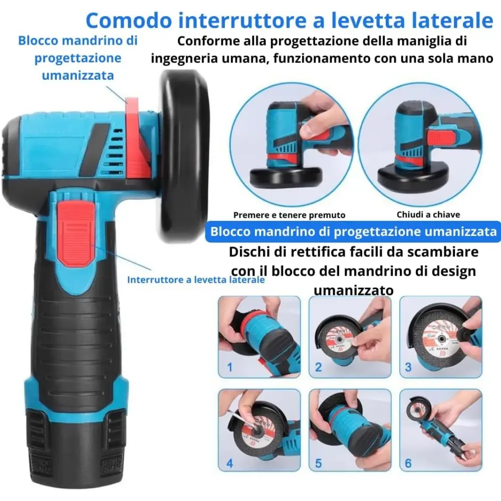 Trapano Avvitatore a Batteria Mini Smerigliatrice Angolare Taglierina Elettrica - simple