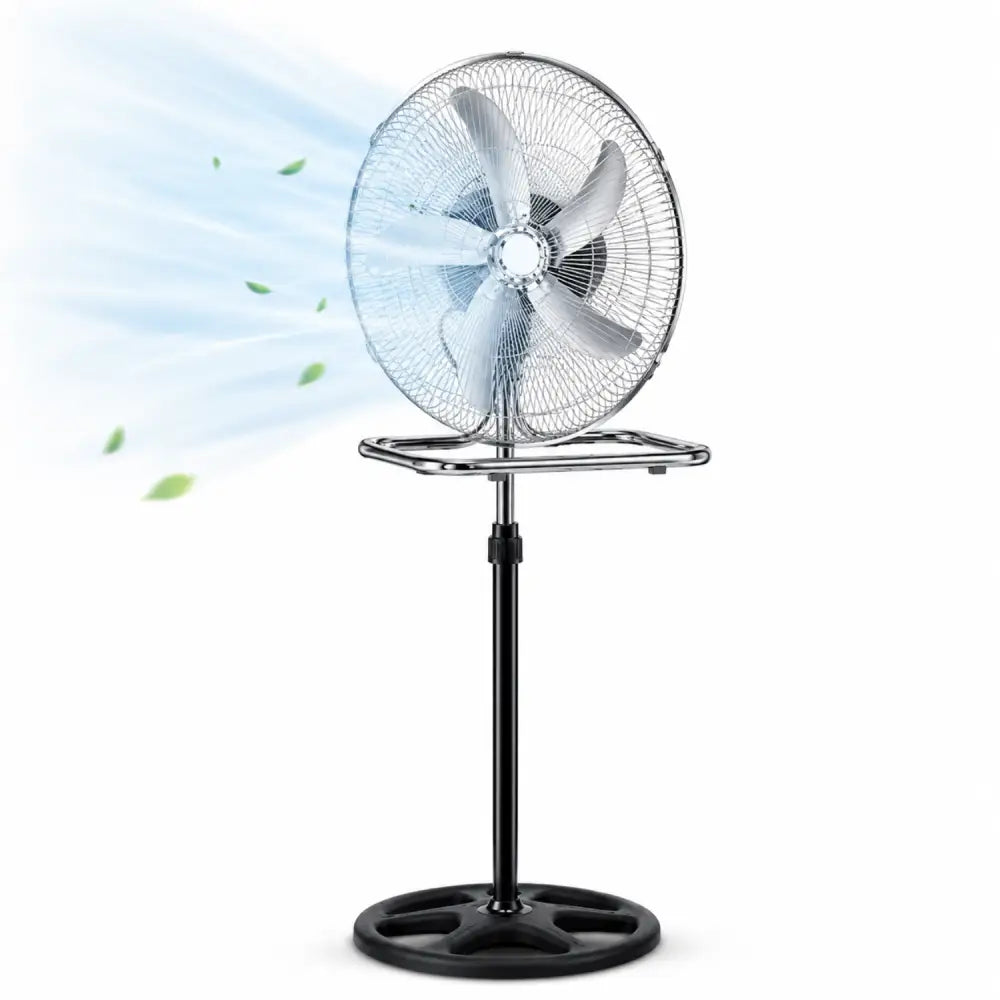Ventilatore 3 in 1 da Terra e Tavolo Cromato Oscillazione Automatica Altezza Regolabile Potente e Silenzioso.
