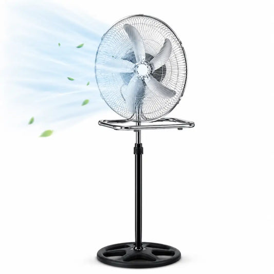 Ventilatore 3 in 1 da Terra e Tavolo Cromato Oscillazione Automatica Altezza Regolabile Potente e Silenzioso.