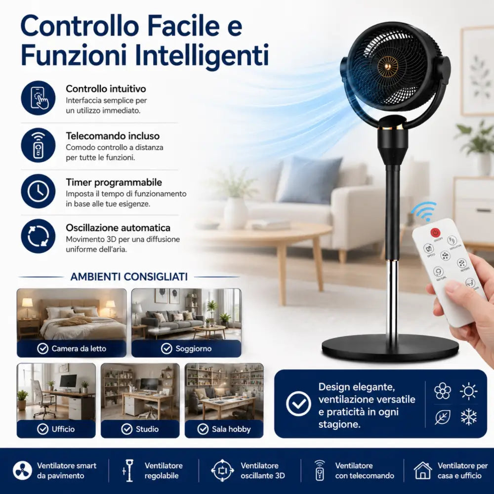 Ventilatore Smart Ultra Silenzioso 23 dB con Motore DC - ventilatore intelligente